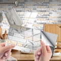 Pikkukuva 1 / 5: 24 kpl itseliimautuvat laattatarrat vedenpitävät PVC-seinätarrat liimautuva sementtilaattamuotoilu sisustus 20x10cm keittiöön kylpyhuoneeseen