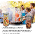 Miniatyrbilde 3 av 5: 2 stk. 20 cm grillkurv i rustfritt stålnett, rund grillbur, roterende trommel, bærbar PC-nett