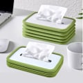 Miniatyrbillede 2 af 5: Foldbar Servietboks Sæt Holder til Ansigtservietter, Servietter, Tørretumblerark til Badeværelse, Skrivebord, Bordplade, Toiletbord, Soveværelse, Natbord (Grøn)