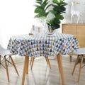 Miniatyrbillede 3 af 5: Nordisk rund dug i polyester bomuld, gul ris rund vikling 120cm - gul ris rund vikling 120cm