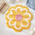 Miniatyrbillede 1 af 5: Skridsikker bademåtte til badeværelse, absorberende bademåtte, smukt blomsterformet badeværelsestæppe, blød tuftet brusebadsmåtte（60*60cm，gul）