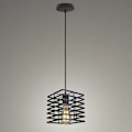 Miniatyrbilde 2 av 5: Industriell anheng lysekrone bur jern taklampe E27 for soverom spisestue bar svart - firkant - svart