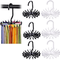 Miniatyrbilde 1 av 5: 6 stk roterende kleshengere for skjerf slipsstativ roterende kleshengere slipsstativ for slips sklisikker klesstativ 20 plast kroker holder hvit svart
