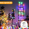 Miniatyrbillede 5 af 5: Multifarvede lyskæder, 50 LED julekuglelys 8 tilstande med timerfunktion, vandtætte LED-lyskæder til indendørs og udendørs, soveværelse, Pa
