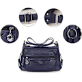 Miniatyrbillede 4 af 5: Kvinder Crossbody Taske, Cusual Multi-lommer PU Læder Håndtaske Skuldertaske (Blå)