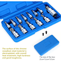 Miniatyrbilde 5 av 5: 13 stk. Torx Pipenøkkelsett, T8 - T70 Bits Pipenøkkelsett, Hunn Torx Pipenøkler, Torx Bits Pipenøkkelsett, Krom Vanadium Stål 1/4\", 3/8\" og 1/2\" Feste