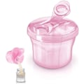 Miniatyrbilde 1 av 5: Spilledsikker roterende formelbeholder - rosa Bærbar utendørs matbeholder med 3 rom for å oppbevare babyens snacks