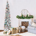 Miniatyrbillede 3 af 4: Pop Up Juletræ med Lys - Sammenklappelig Farverig Glitter Kunstigt Juletræspennestræ Dekorationer til Hjem, Fest, Indendørs, Udendørs