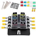 Miniatyrbillede 1 af 5: 8-vejs sikringsboks, sikringsblokke med LED-indikator, 10 sikringer, 10 bilkonnektorklemmer, båd, campingvogn, 12 V lastbil, 24 V