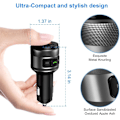 Miniatyrbillede 4 af 5: Bluetooth FM-senderadapter, QC3.0 USB trådløs billader håndfri radioadapter dobbelt USB-dongle oplader med LED-display til iOS og Andro