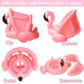 Miniatyrbillede 3 af 5: Flamingo Baby Pool Float med Baldakin, Oppustelig Sæde Flydelegeme Oppustelig Børnepool Babyer 6 - 48 Måneder Badekar Swimmingpool PVC Materiale (Pink)