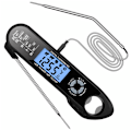 Miniatyrbilde 1 av 5: Kjøkkentermometer, LCD digitalt matlagingstermometer med umiddelbar avlesning med dobbel sonde og lang ledning, alarm og magnetjustering, forhåndsinnstilt temperatur