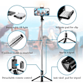 Miniatyrbillede 2 af 5: Sort - 1 stk. Selfie Lightening Tripod Bluetooth Selfie Stick Lang Mini Tripod Desktop Telefonstativ