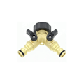 Miniatyrbillede 5 af 5: 9,2x7x7cm Solid messing 2-vejs dobbelt hane adapter med individuelle on/off ventiler