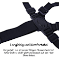 Miniatyrbild 3 av 5: 5-punkts barnstolsbälte, Babysäkerhetsbälte justerbart universellt bälte Barnskydd för barnvagn Barns huvudkontor (svart)
