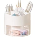 Miniatyrbillede 1 af 5: Drejelig penneholder 360 grader med skuffe, 5 rum skrivebord fast kosmetisk makeup børsteholder