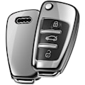 Pikkukuva 1 / 5: Audi A1 A3 A4 A6 Q3 Q5 Q7 S3 TTs -autoavaimen yhteensopiva TPU-silikon nahkakuori (hopea)