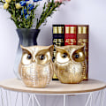 Miniatyrbillede 4 af 4: Ugle Statue Ornament Statue Ornament Dyr Guld Udsmykket Harpiks Statue