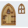 Miniatyrbild 5 av 5: Lantgård, 3D-saga dörrhantverk set, dockhustillbehör sagohus i trä