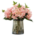 Miniatyrbilde 1 av 4: Kunstig hortensia silkefalsk hortensiahode med stilk Stor blomsteroppsats Hjemmedekor Bryllupssenterstykker (Rosa)