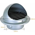 Miniatyrbillede 2 af 5: 120 mm udendørs ventilationsrist i rustfrit stål med kortvarig og kortvarig besparelse til skrivebord, køkken, badeværelse