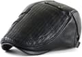 Herrkeps Flat Cap Hat Justerbar Flat Beret PU Läder 56-60cm