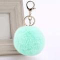 Miniatyrbillede 4 af 5: Aqua Fluffy Nøglering, Blød Plys Charm Ring Nøglering, Faux Pels Bold Taske Charm Nøglering Dekoration