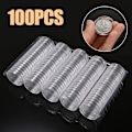 Miniatyrbilde 1 av 3: xm 100 stk Nye 27mm Runde Myntkapsler Oppbevaring Klar Plastkasse Beholder Myntoppbevaringsboks For 2 Euro Mynt
