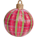 Miniatyrbilde 3 av 4: 60cm gigantisk oppblåsbar julekule - utendørsdekorasjon - store julekuler til bryllup, festival, hjemmedekor, hage, plen, hage - med pompom