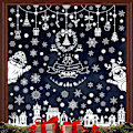 Miniatyrbild 3 av 4: 1 set fönsterdekaler jul fönsterdekorationer jul fönsterdekaler med snögubbar renar snöflingor tallar (vit älg ceder)
