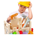 Miniatyrbild 5 av 5: Träverktygssats för barn, verktygslåda i trä, Montessori-leksaker, barnrollspel, pedagogiska byggleksaker, leksaker för pojkar och flickor (stil 1)