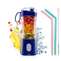 Miniatyrbillede 1 af 5: Blå bærbar mini blender, personlig størrelse elektrisk frugtblender USB genopladelig elektrisk frugtblender juicere babyrejse 380ml, 6 blade blender