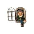 Miniatyrbilde 4 av 5: Alv ut av døren Treomfavner, hagefigur i resin, hengende hagenisse for terrasse, plen (mann)