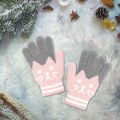 Miniatyrbillede 2 af 5: Børns vinter udendørs skole tøj daglig slid handsker varme strikkede bløde handsker søde kat varme fuld finger stræk handsker (Pink)