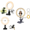 Miniatyrbilde 3 av 5: Ringlys med klemme, 6 tommers LED videokonferanselys, 3 fargemoduser, 11 lysstyrkenivåer for YouTube-videoportrett, Vl