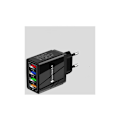 Miniatyrbillede 4 af 4: 15W USB Strømskinne Oplader 4 USB Porte Væglader Strømadapter USB Opladningsstik Adapter Rejse Opladningshoved Induktionsoplader - Fuld Sort