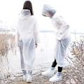 Pikkukuva 3 / 5: Uudelleenkäytettävät sadekengät, sadekengänpäälliset, liukumattomat, vedenpitävät kengänsuojat, taitettavat kalossikengät, miehet/naiset/lapset, valkoinen, XL