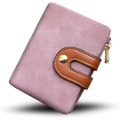 Miniatyrbilde 1 av 5: (Rosa) Liten RFID-lær bifold-lommebok for kvinner Mini-lommebok for kvinner med myntlomme Myk kompakt slank lommebok