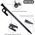 Miniatyrbilde 3 av 5: 8 robuste teltplugger, sardiner for telt, metallplugger, 20 cm høy motstand smijern utfordringer for campingtelt med krok og hull for c