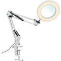 Miniatyrbillede 3 af 5: Fleksibel bordlampe med klemme, 8x forstørrelsesglas, drejelig arm, LED med variabel intensitet, skrivebordslampe, 3 farvetilstande og 10 lysstyrkeniveauer, læselampe