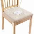 Miniatyrbilde 1 av 5: Vanntette setetrekk for spisestuestoler Sett med 4, vaskbare avtakbare stolsetetrekk i elastisk jacquard, uten bakdeksler, beige bei
