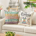 Miniatyrbilde 5 av 5: Glad påske Han er oppstått putetrekk, 18 x 18 tommer krysset kanin velsignelse vårt hjem putetrekk dekor for sofa sofa sett med 4