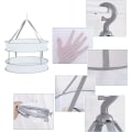 Miniatyrbillede 2 af 4: Foldbar Dobbelt Tørrekurv - 48cm Diameter, Hængende Tøj Tørrekurv Foldbar Mesh Tørrekurv, Foldbar Sweater Tørrekurv, Delikat S