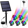 Miniatyrbilde 1 av 5: Solcelledambelysning, (5 frontlykter) RGB solcelledambelysning nedsenkbar belysning med IP68 vanntett, fargeskiftende RGB solcelledambelysning for akvarium
