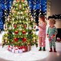 Miniatyrbilde 5 av 5: Juletre skjørt 78 cm, hvitt juletre skjørt dekket med snø, juletrefot (hvit)