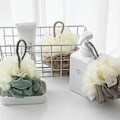 Miniatyrbillede 3 af 5: Abrikos Ris-Badekugler Queen Size Badeværelse Blød VASK Gud Forbrugsartikler Funklende Badeblomst Mesh To-farvet Splice Badekugle