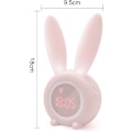 Miniatyrbild 5 av 5: Söt kaninformad induktionsväckarklocka, intelligent automatisk andningsljusjustering, automatisk tid/datum/temperaturvisning, röststyrning o