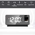 Miniatyrbild 3 av 5: Digital väckarklocka med LED-projektion, bordsklocka, sängklocka, insomningstimer, stor takklocka med temperatur, tid och datum för vuxna och