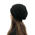Miniatyrbillede 1 af 5: Dames Vinter Strikket Beanie Hat, Silke Satinforet, Chunky Cap med Blød Stræk Kabelstrikket for Varme og Mode