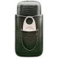 Miniatyrbillede 4 af 4: 2 stk. Sort Læder Cigar Etui Rejse Humidor til 3 Cigarer med Cigarskærer
